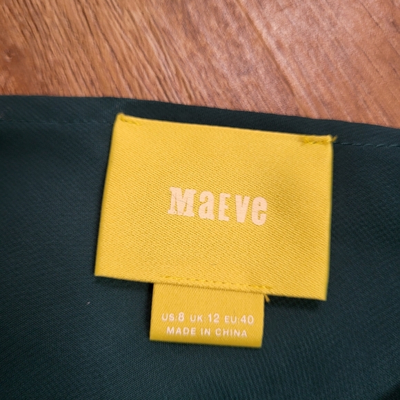 Anthropologie Maeve Emerald Silk One Shoulder Ruffle Blouse Top Size 8 Green - Picture 5 of 7